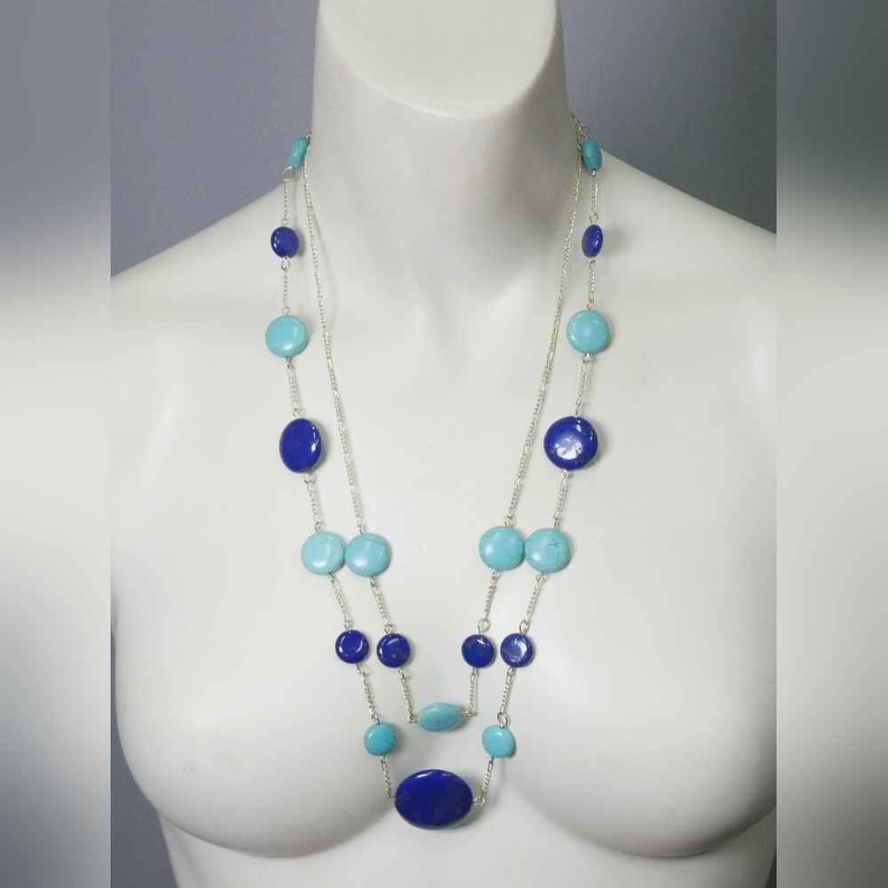 Lapiz Lazuli, Turquoise, and Golden Chain 2 Piece Jewelry Collection